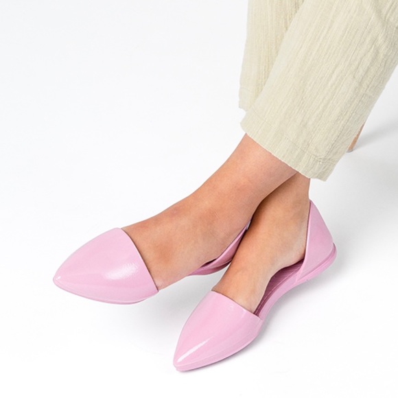 NATIVE Audrey Gloss Pink D’orsay Flats Size 7